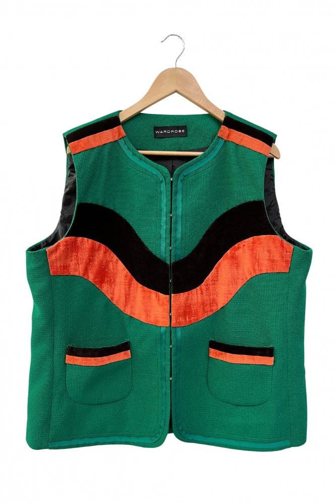 Adapted Vest with Velvet Appliqué Swirl