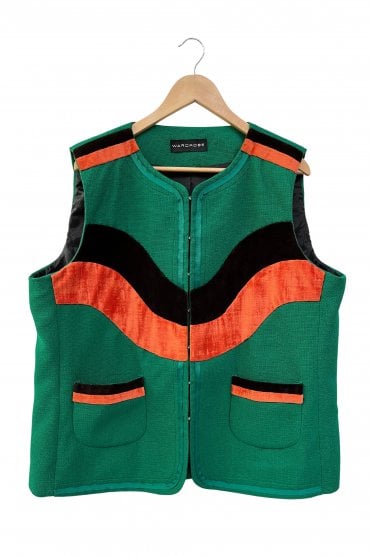 Adapted Vest with Velvet Appliqué Swirl