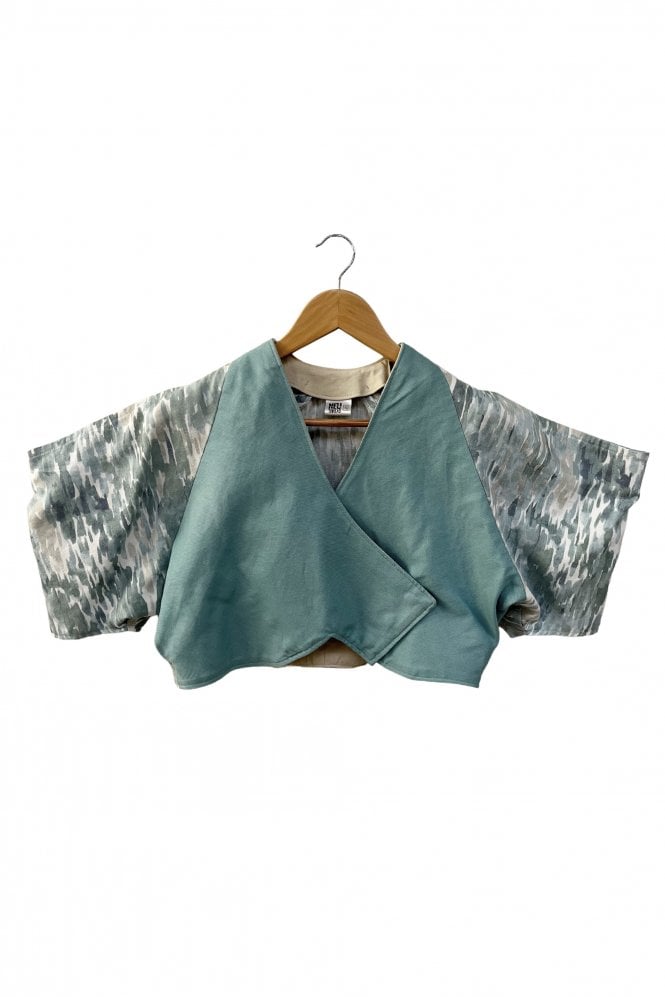 Enair Crossover Top with Structured Cold Shoulder Sleeve