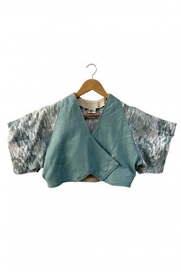 Enair Crossover Top with Structured Cold Shoulder Sleeve
