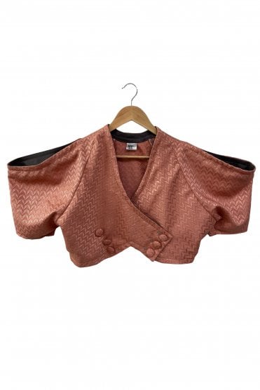 Enair Crossover Top with Structured Cold Shoulder Sleeve