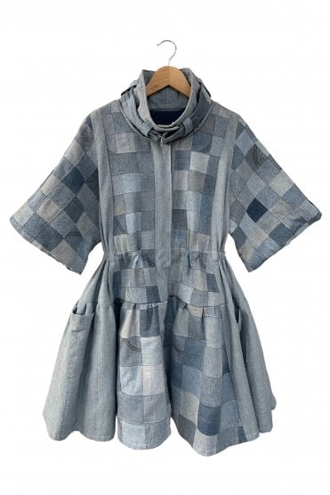 Kaede Denim Patchwork Coat Dress